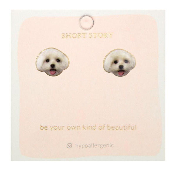 Maltese Puppy Earrings
