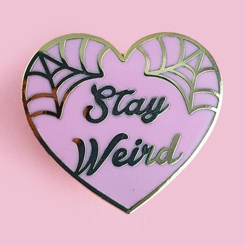 Stay Weird Pink Heart Lapel Pin