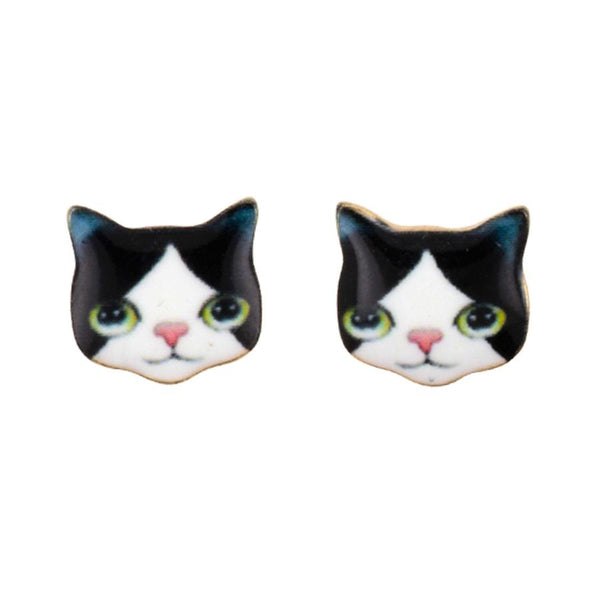 Black and White Kitten Earrings