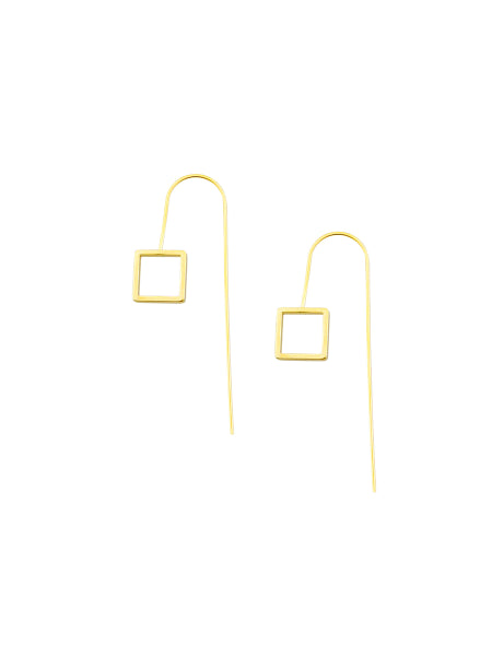 Gold Flat Square Ear Pin