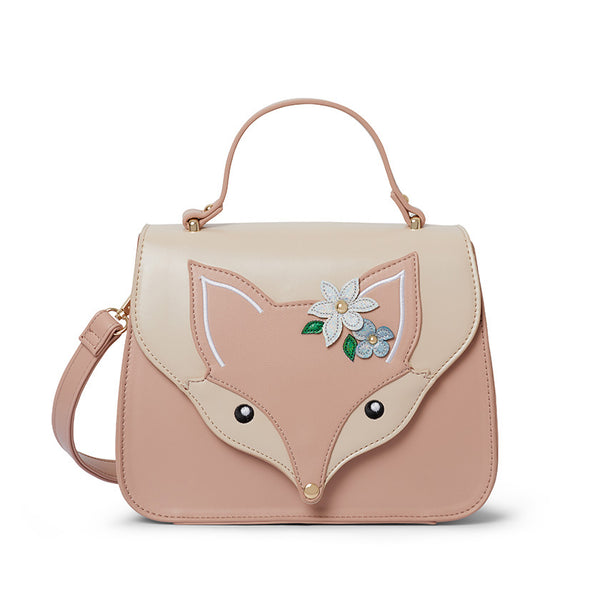 Flora Fox Face Top Handle Bag
