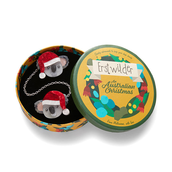 Koala Claus Double Brooch