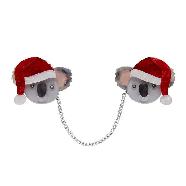 Koala Claus Double Brooch
