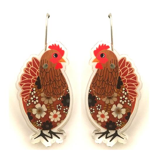 Flora the Hen Earrings