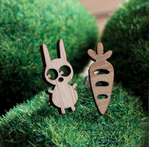 Bunny and Carrot Stud Earrings