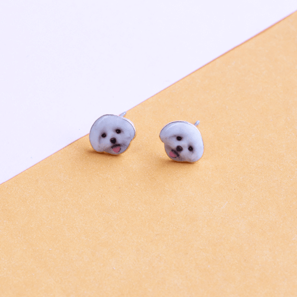 Maltese Puppy Earrings