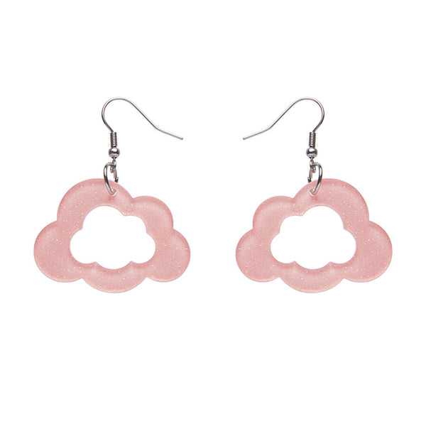 Cloud Glitter Resin Drop Earrings - Pink