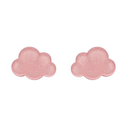 Cloud Glitter Resin Stud Earrings - Pink