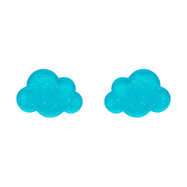 Cloud Glitter Resin Stud Earrings - Blue