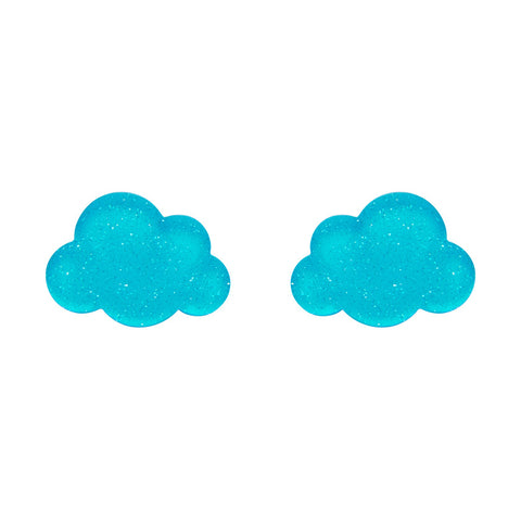 Cloud Glitter Resin Stud Earrings - Blue