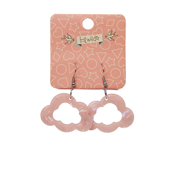 Cloud Solid Glitter Resin Drop Earrings - Pink