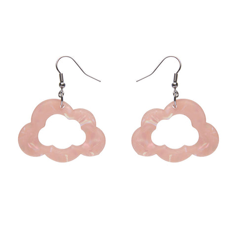 Cloud Solid Glitter Resin Drop Earrings - Pink
