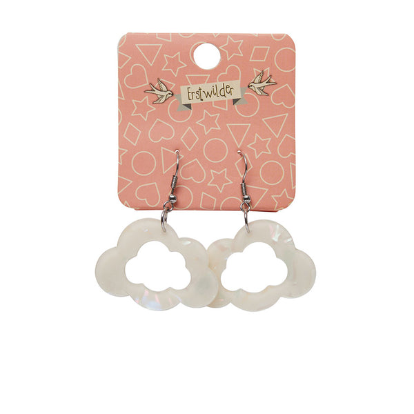 Cloud Solid Glitter Resin Drop Earrings -White