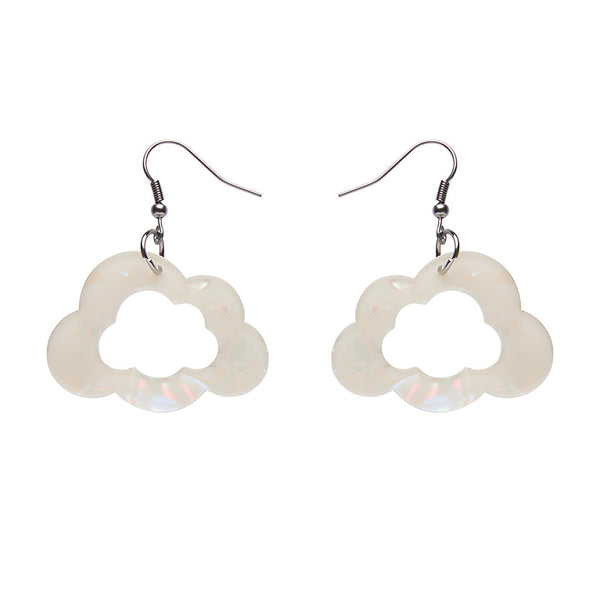 Cloud Solid Glitter Resin Drop Earrings -White