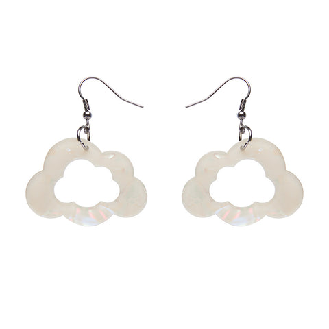 Cloud Solid Glitter Resin Drop Earrings -White