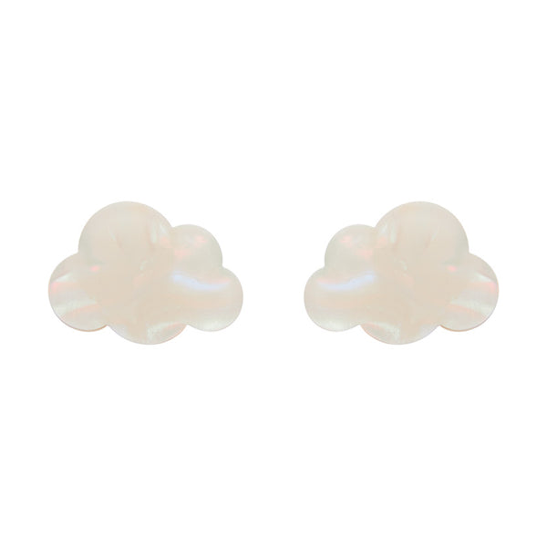 Cloud Solid Glitter Resin Stud Earrings -White