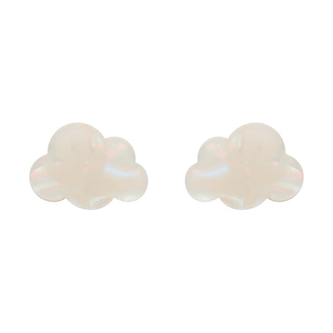 Cloud Solid Glitter Resin Stud Earrings -White