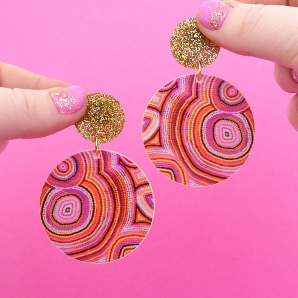 Rainbow Warrior Statement Circle Dangle Earrings