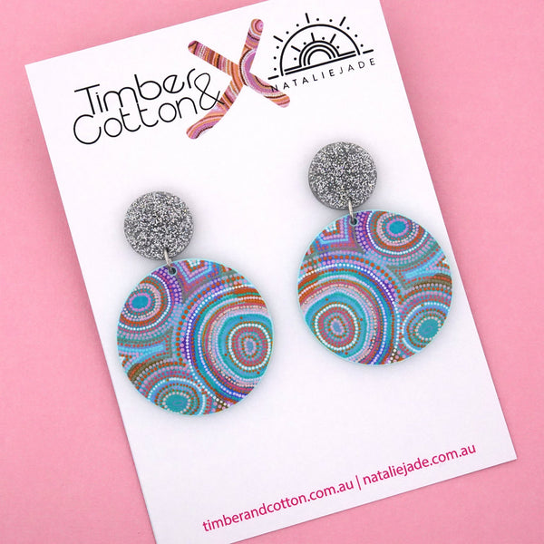 Ocean Dreaming Statement Circle Dangle Earrings