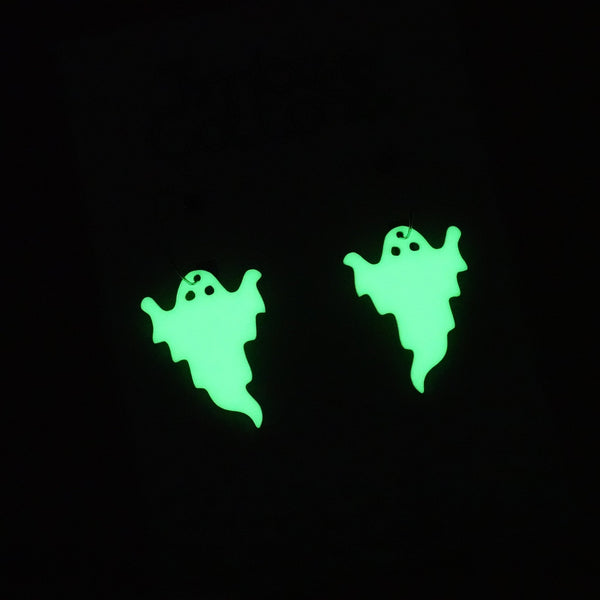 Glow In The Dark Ghost Hoops Halloween Dangle Earrings