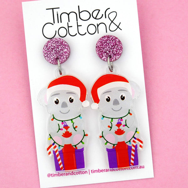 Christmas Koala Dangle Earrings