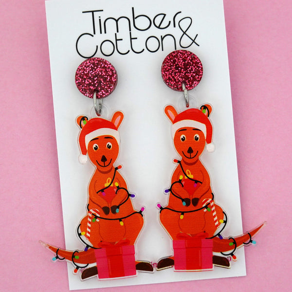Christmas Kangaroo Dangle Earrings