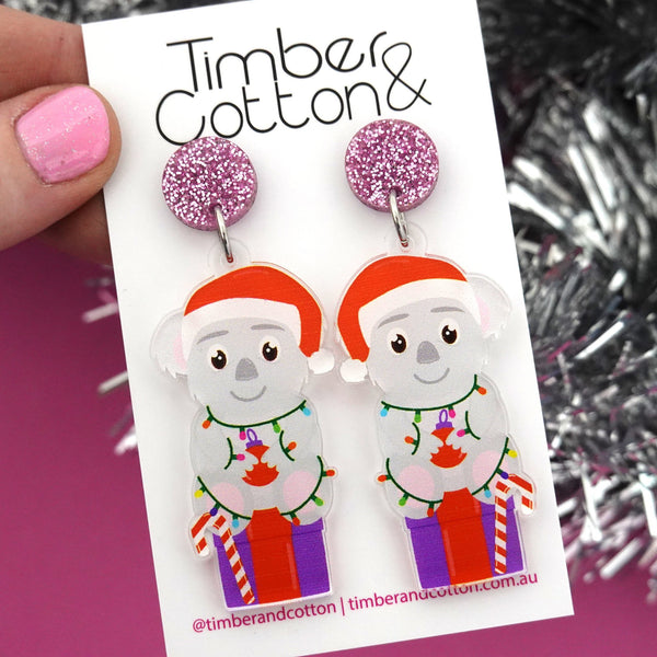 Christmas Koala Dangle Earrings