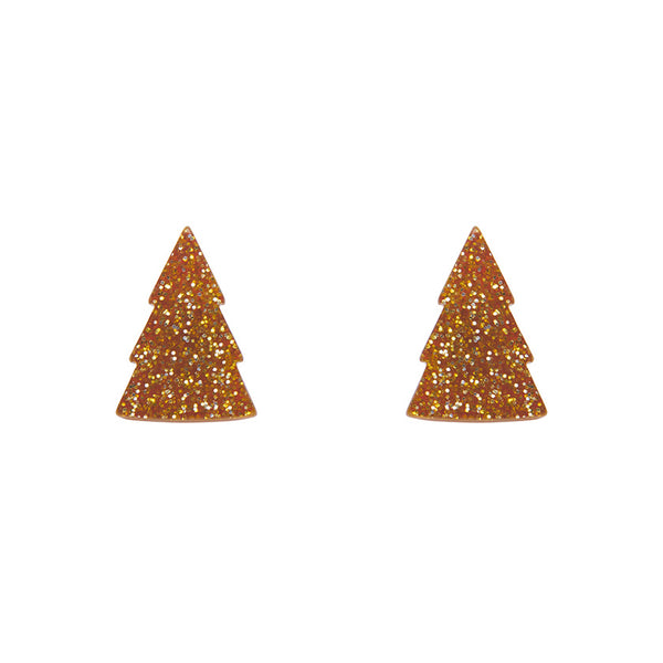 Tree Glitter Resin Stud Earrings - Gold