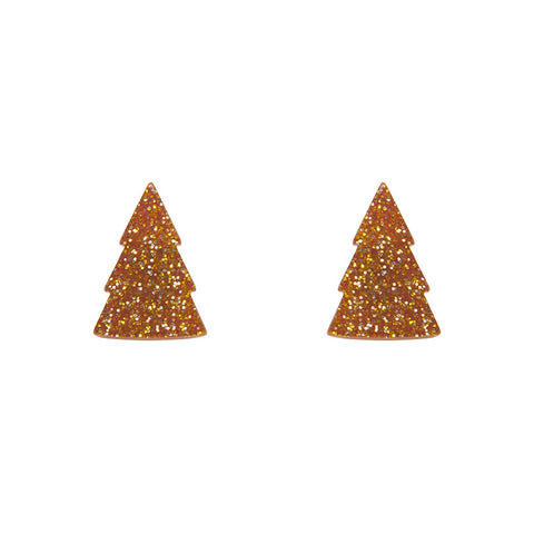 Tree Glitter Resin Stud Earrings - Gold
