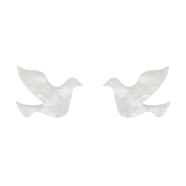 Dove Ripple Resin Stud Earrings - White