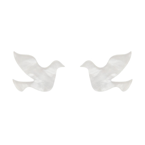 Dove Ripple Resin Stud Earrings - White