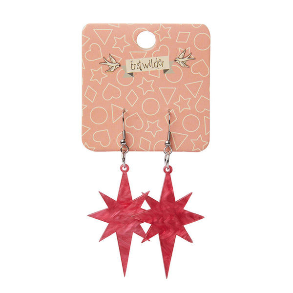 Starburst Ripple Resin Drop Earrings - Pink