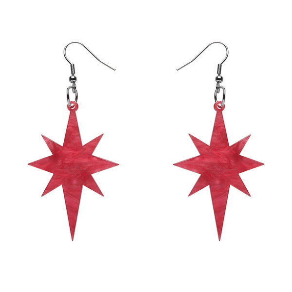 Starburst Ripple Resin Drop Earrings - Pink