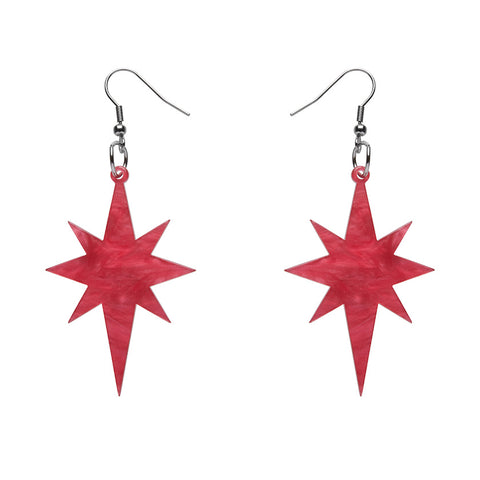 Starburst Ripple Resin Drop Earrings - Pink