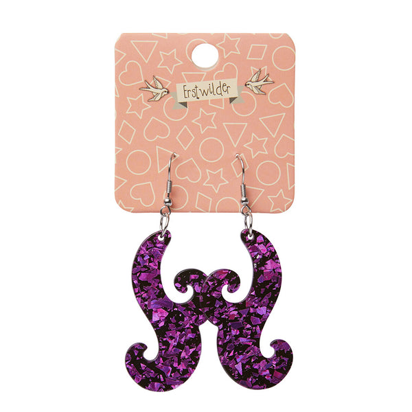 Nouveau Chunky Glitter Resin Drop Earrings - Purple
