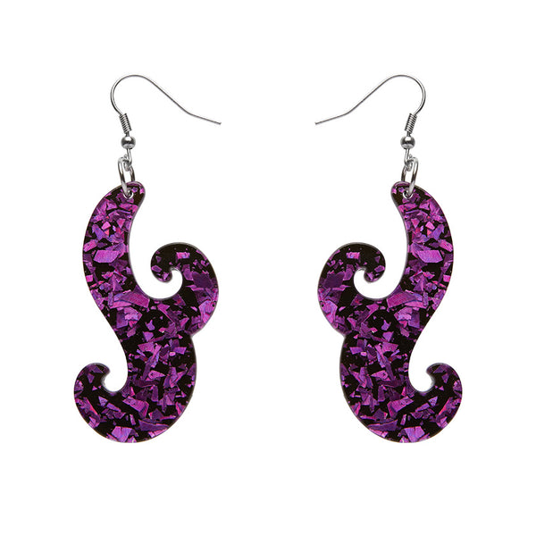 Nouveau Chunky Glitter Resin Drop Earrings - Purple
