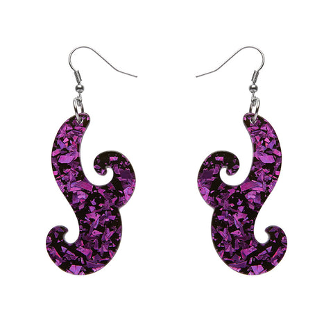 Nouveau Chunky Glitter Resin Drop Earrings - Purple