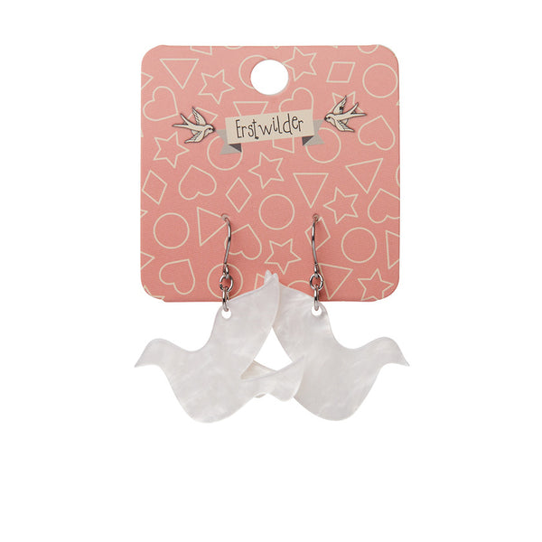 Dove Ripple Resin Drop Earrings - White