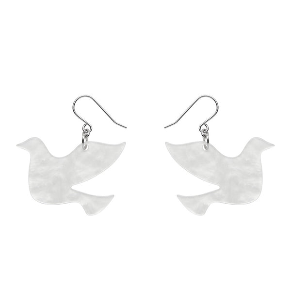Dove Ripple Resin Drop Earrings - White