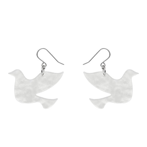 Dove Ripple Resin Drop Earrings - White