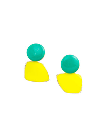 Green and Yellow Enamel Earrings
