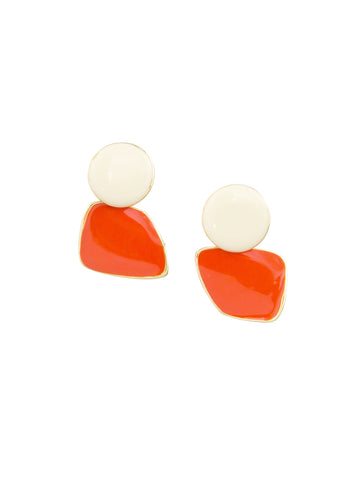 White and Red Enamel Earrings