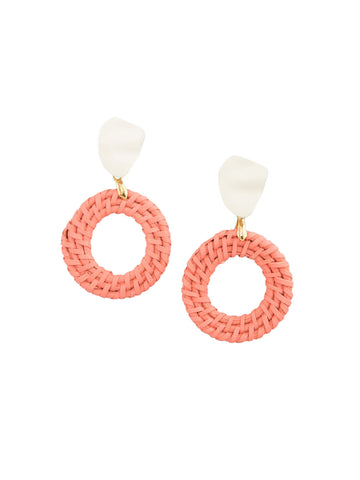 Blush Rattan Hoop Earrings