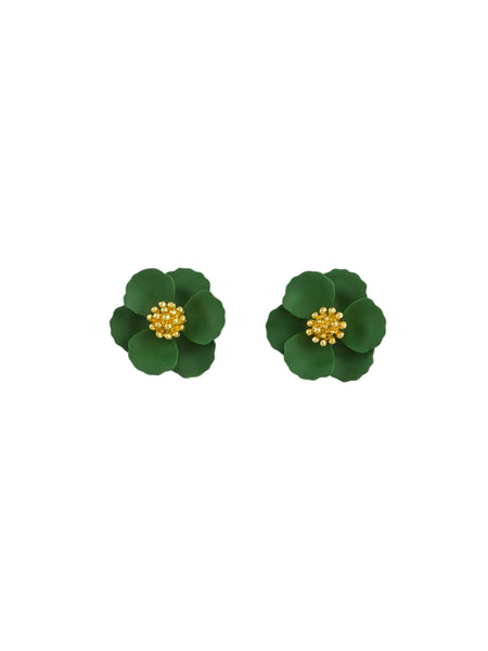 Green Pansy Earrings