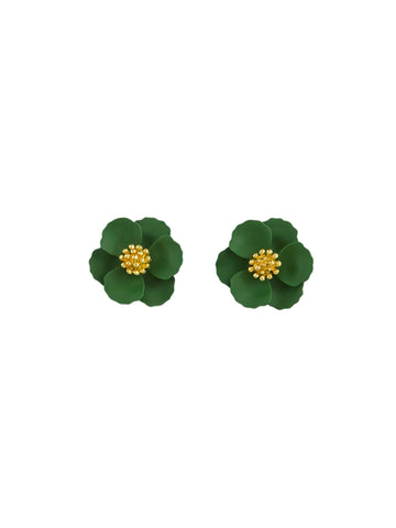 Green Pansy Earrings