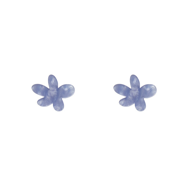 Flower Ripple Resin Stud Earrings - Blue