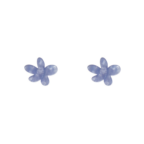 Flower Ripple Resin Stud Earrings - Blue