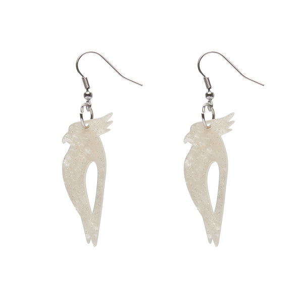 Kookaburra Ripple Glitter Resin Drop Earrings - Cream