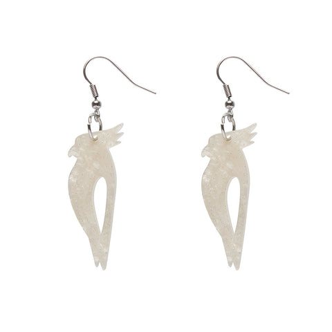 Kookaburra Ripple Glitter Resin Drop Earrings - Cream