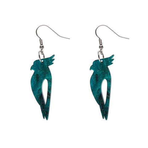 Kookaburra Ripple Glitter Resin Drop Earrings - Green